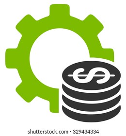 Development Cost vector icon. Style is bicolor flat symbol, eco green and gray colors, rounded angles, white background.