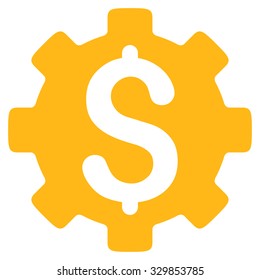 Development Cost vector icon. Style is flat symbol, yellow color, rounded angles, white background.
