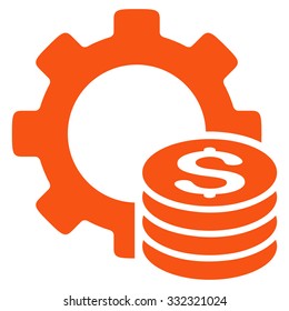 Development Cost vector icon. Style is flat symbol, orange color, rounded angles, white background.