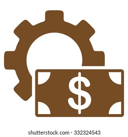 Development Cost vector icon. Style is flat symbol, brown color, rounded angles, white background.