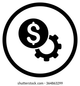 Development Cost vector icon. Style is flat circled symbol, black color, rounded angles, white background.