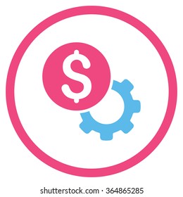 Development Cost vector icon. Style is bicolor flat circled symbol, pink and blue colors, rounded angles, white background.