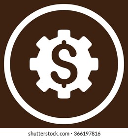Development Cost vector icon. Style is flat circled symbol, color, rounded angles, white background.