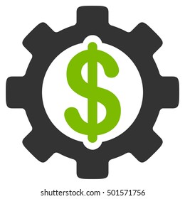 Development Cost vector icon. Style is flat graphic bicolor symbol, eco green and gray colors, white background.