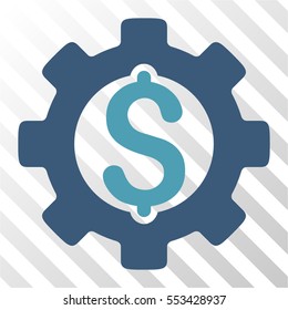 Development Cost vector pictogram. Illustration style is flat iconic bicolor cyan and blue symbol on a hatch transparent background.