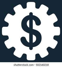 Development Cost vector pictograph. Style is flat graphic symbol, white color, dark blue background.