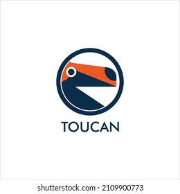 Development Creative Geometric Contour Logo Large Toucan, Abstract toucan bird or parrot logo, simple forms in the style of minimalism, a creative emblem for a zoo store