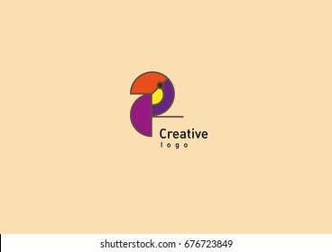 Development Creative Geometric Contour Logo Large Toucan