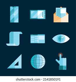 development design set nine icons
