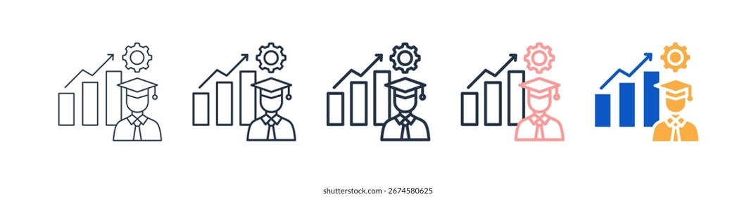 Desenvolvimento de ícones de estilo diferentes definir ilustração de vetor.