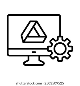 Development Drive icon line vector illustration