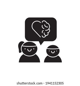 Entwicklung von emotionaler Intelligenz bei Kindern schwarze Glyphe Symbol. Piktogramm für Webseiten, mobile App, Promo. UI UX GUI Design Element. Bearbeitbarer Strich.