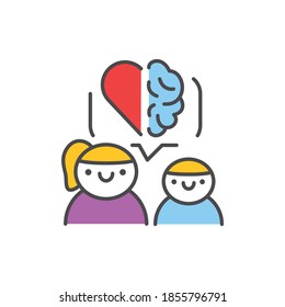 Development of emotional intelligence in children color line icon. Pictogram for web page, mobile app, promo. UI/UX/GUI design element. Editable stroke.