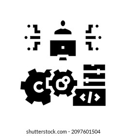 development erp software glyph icon vector. development erp software sign. isolated contour symbol black illustration