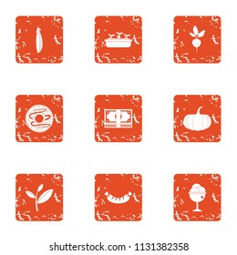 Development of farmer icons set. Grunge set of 9 development of farmer vector icons for web isolated on white background
