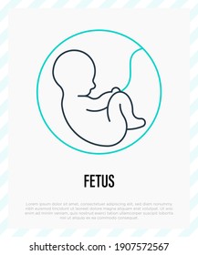 Development of fetus in uterine. Gynecology, reproductive. Thin line icon. Vector illustration.
