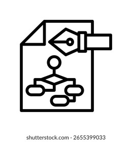 Ilustração de vetor de linha de ícone de fluxo de desenvolvimento