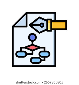 Icono de flujo de desarrollo Ilustración vectorial de color lineal