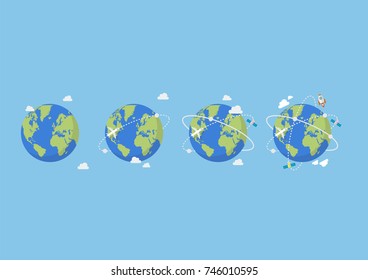 Development of Global network connection. Vector illustration