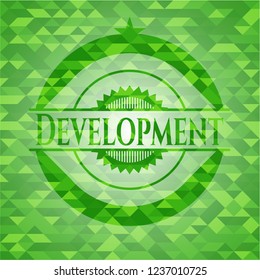 Development green emblem with mosaic ecological style background