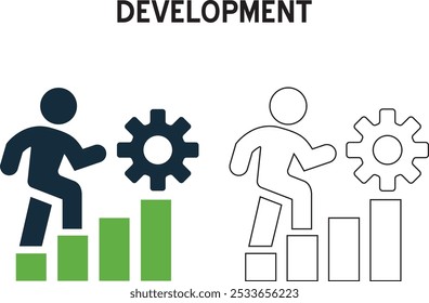Development growth icon vector and outline icons, Solid, white background