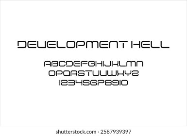 Development Hell font for logo and headline. Isolated vector typeset