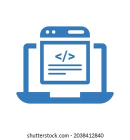 Development, html, webpage icon. Blue color design.