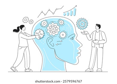 Development of human intelligence. Machine learning, robotics engineering. Education concept