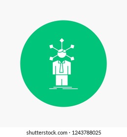 development, human, network, personality, self White Glyph Icon in Circle. Vector Button illustration