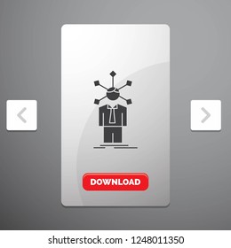 development, human, network, personality, self Glyph Icon in Carousal Pagination Slider Design & Red Download Button