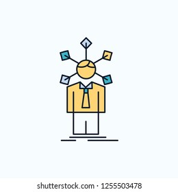 development, human, network, personality, self Flat Icon. green and Yellow sign and symbols for website and Mobile appliation. vector illustration