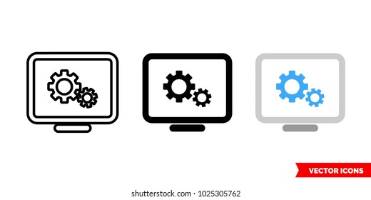 Development icon of 3 types: color, black and white, outline. Isolated vector sign symbol.