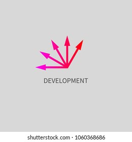 Development icon. Arrow turn up, tranformation, growth, coaching, business logo. Vector illustration