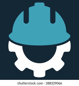 Development icon from Business Bicolor Set. Vector style: flat bicolor symbols, blue and white colors, rounded angles, dark blue background.