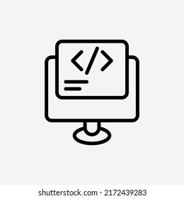  development icon, isolated engineering outline icon in light grey background, perfect for website, blog, logo, graphic design, social media, UI, mobile app