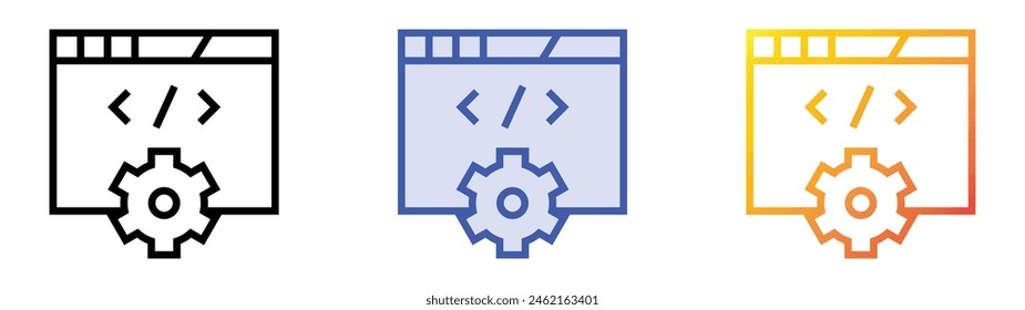 development icon. Linear, Blue Fill and Gradient Style Design Isolated On White Background