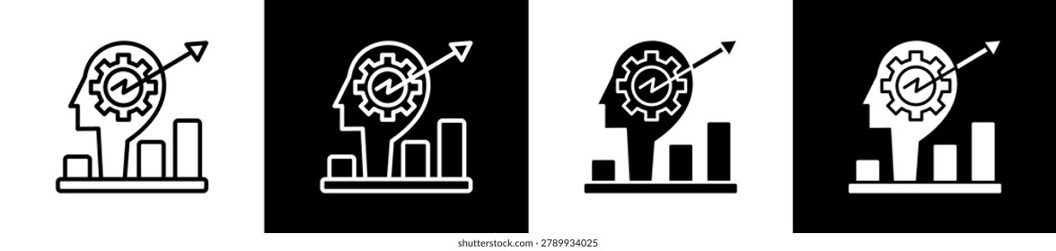 Development Icon In Outline And Glyph Styles With Black And White Variations