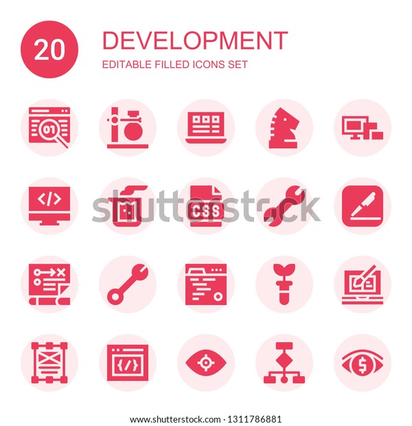 Development Icon Set Collection 20 Filled Stock Vector (Royalty Free ...