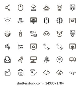 Development icon set. Collection of high quality black outline logo for web site design and mobile apps. Vector illustration on a white background