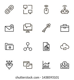 Development icon set. Collection of high quality black outline logo for web site design and mobile apps. Vector illustration on a white background