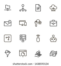 Development icon set. Collection of high quality black outline logo for web site design and mobile apps. Vector illustration on a white background