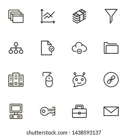Development icon set. Collection of high quality black outline logo for web site design and mobile apps. Vector illustration on a white background