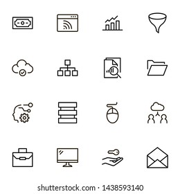 Development icon set. Collection of high quality black outline logo for web site design and mobile apps. Vector illustration on a white background