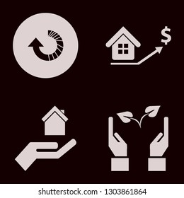 development icon set with hand house, real estate prices growth and reload arrow vector illustration
