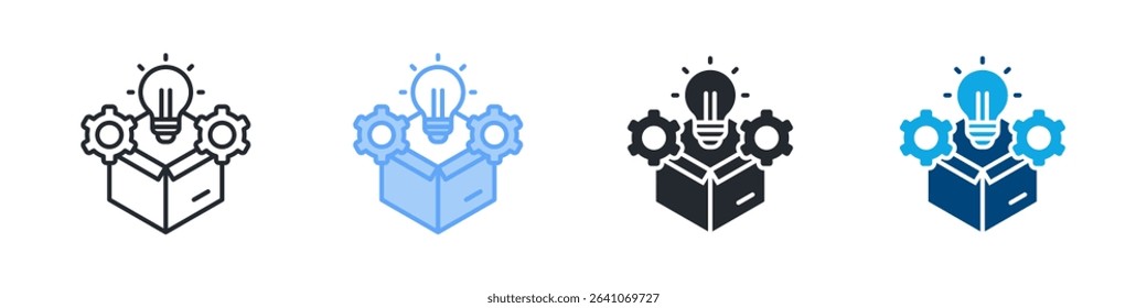 Development Icon Set Multiple Style. Design In Outline, Blue, Glyph, Dualtone