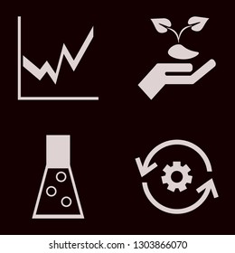 development icon set with test tube, recycle gear and graph vector illustration