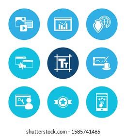 Development icon set and traffic growth with typography, page rank badge and website management. Repair related development icon vector for web UI logo design.
