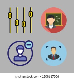 development icon set. vector set about teacher, user and levels icons set.