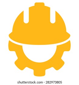 Development icon. Style: flat symbol, yellow color, rounded angles, white background.
