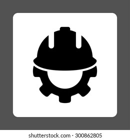 Development icon. Vector style is black and white colors, flat rounded square button on a gray background.